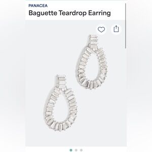 Panacea Baguette Teardrop Earrings Elegant Silver NWT